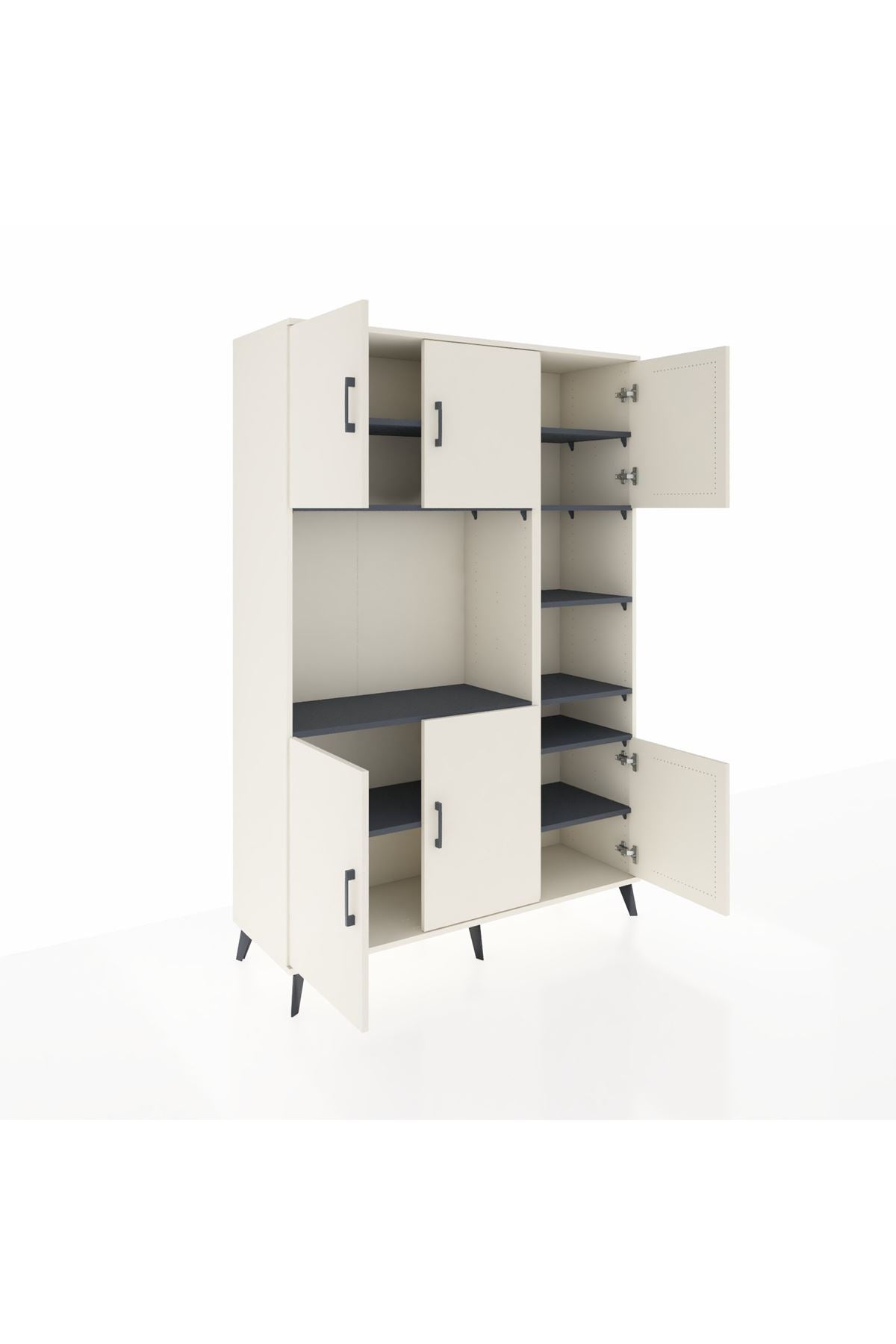 Hyperion Dolap 10 Raflı 6 Kapaklı 132x44x195 Aytaşı-Aytaşı/Antrasit