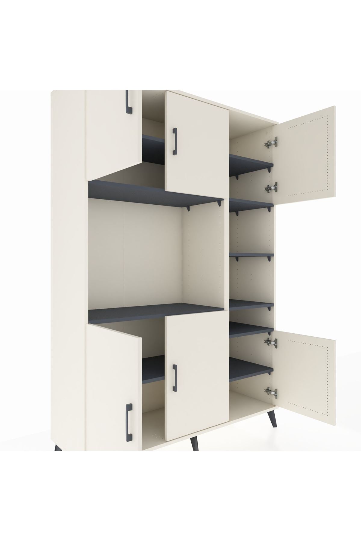 Hyperion Dolap 10 Raflı 6 Kapaklı 132x44x195 Aytaşı-Aytaşı/Antrasit