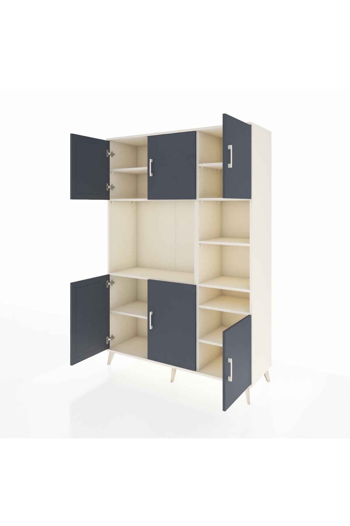 Hyperion Dolap 10 Raflı 6 Kapaklı 132x44x195 Aytaşı-Antrasit/Aytaşı