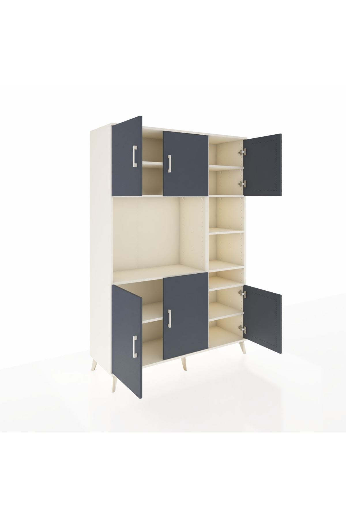 Hyperion Dolap 10 Raflı 6 Kapaklı 132x44x195 Aytaşı-Antrasit/Aytaşı