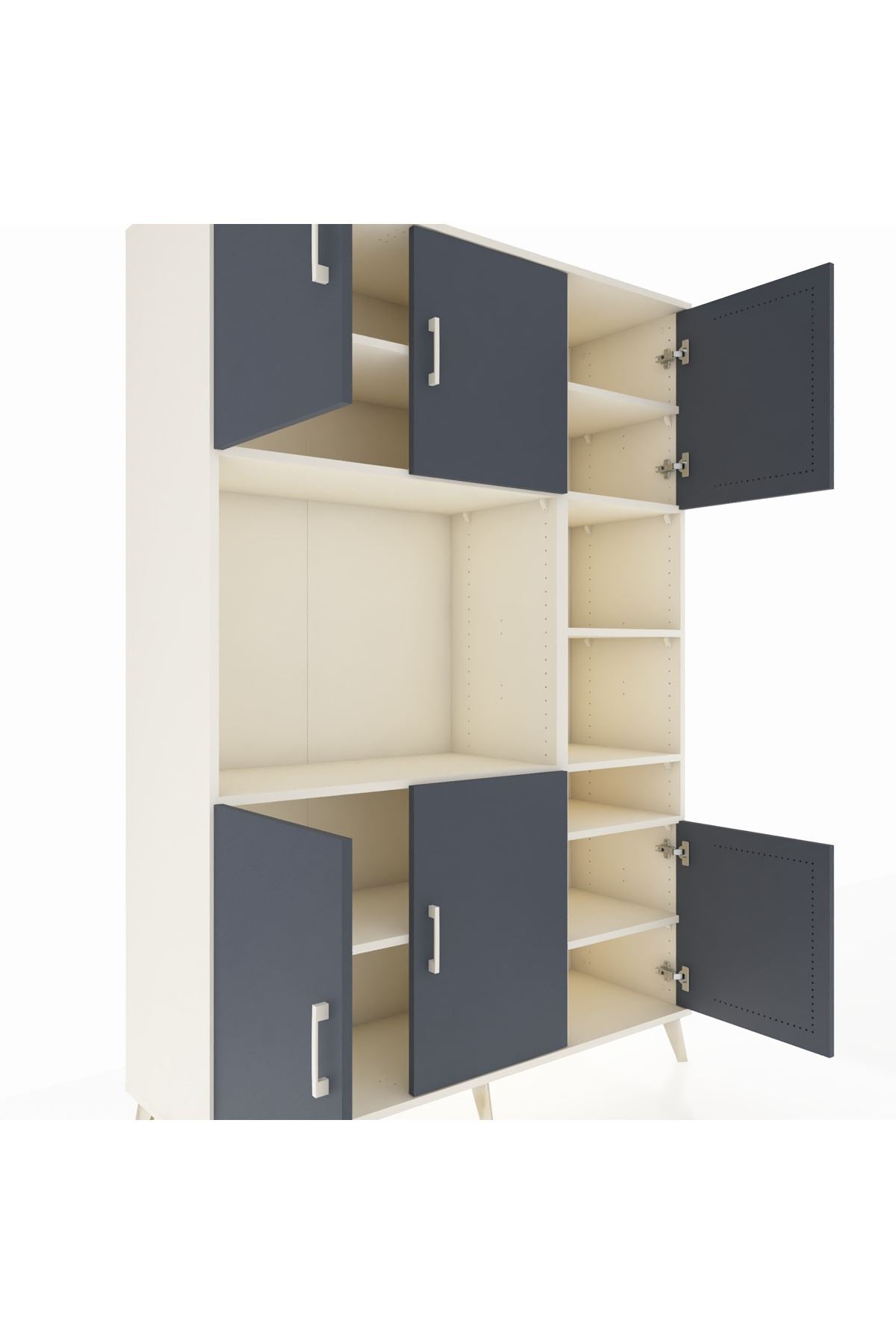 Hyperion Dolap 10 Raflı 6 Kapaklı 132x44x195 Aytaşı-Antrasit/Aytaşı