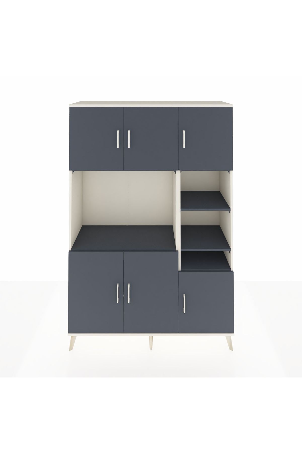 Hyperion Dolap 10 Raflı 6 Kapaklı 132x44x195 Aytaşı-Antrasit/Antrasit