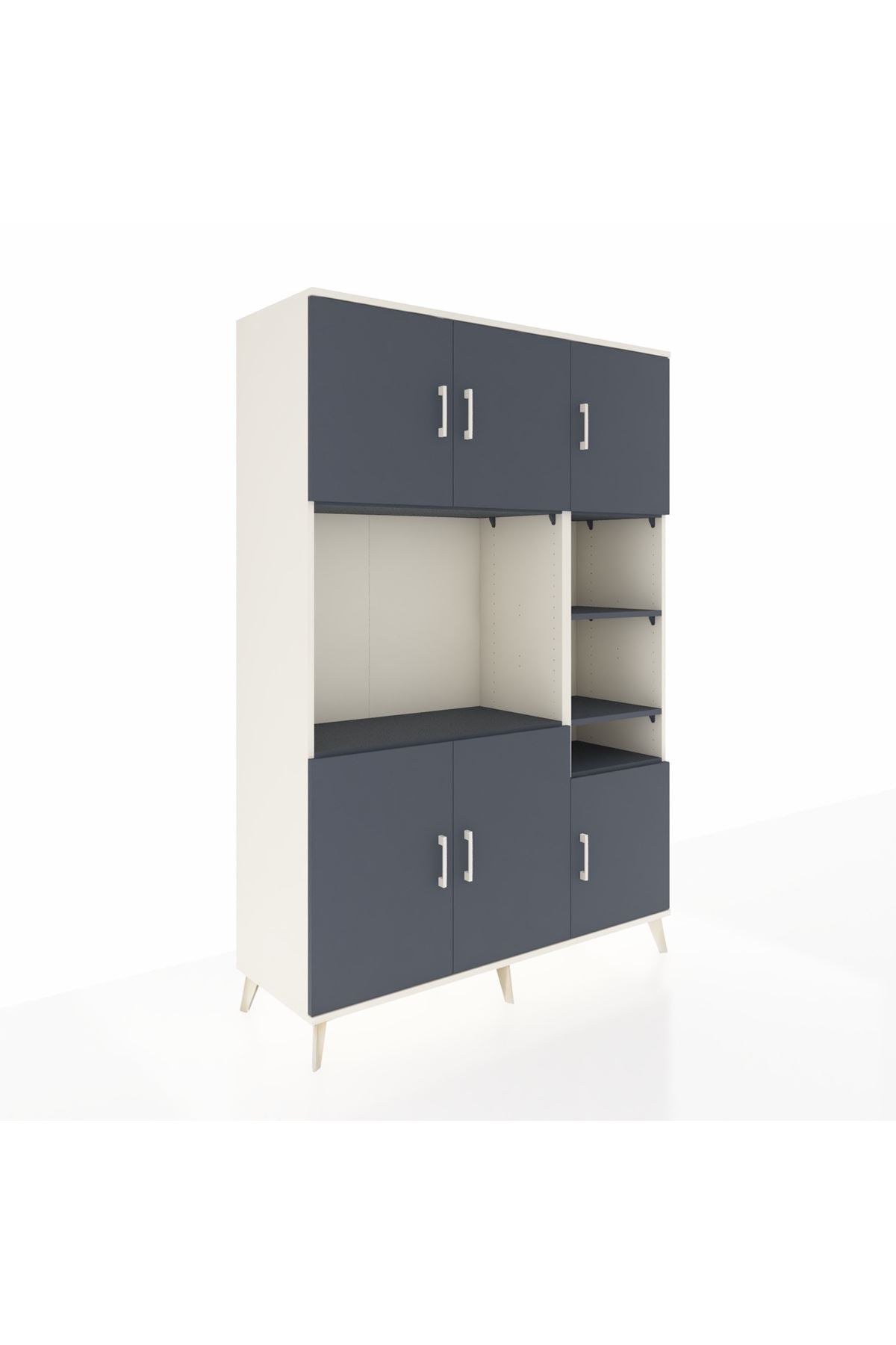 Hyperion Dolap 10 Raflı 6 Kapaklı 132x44x195 Aytaşı-Antrasit/Antrasit