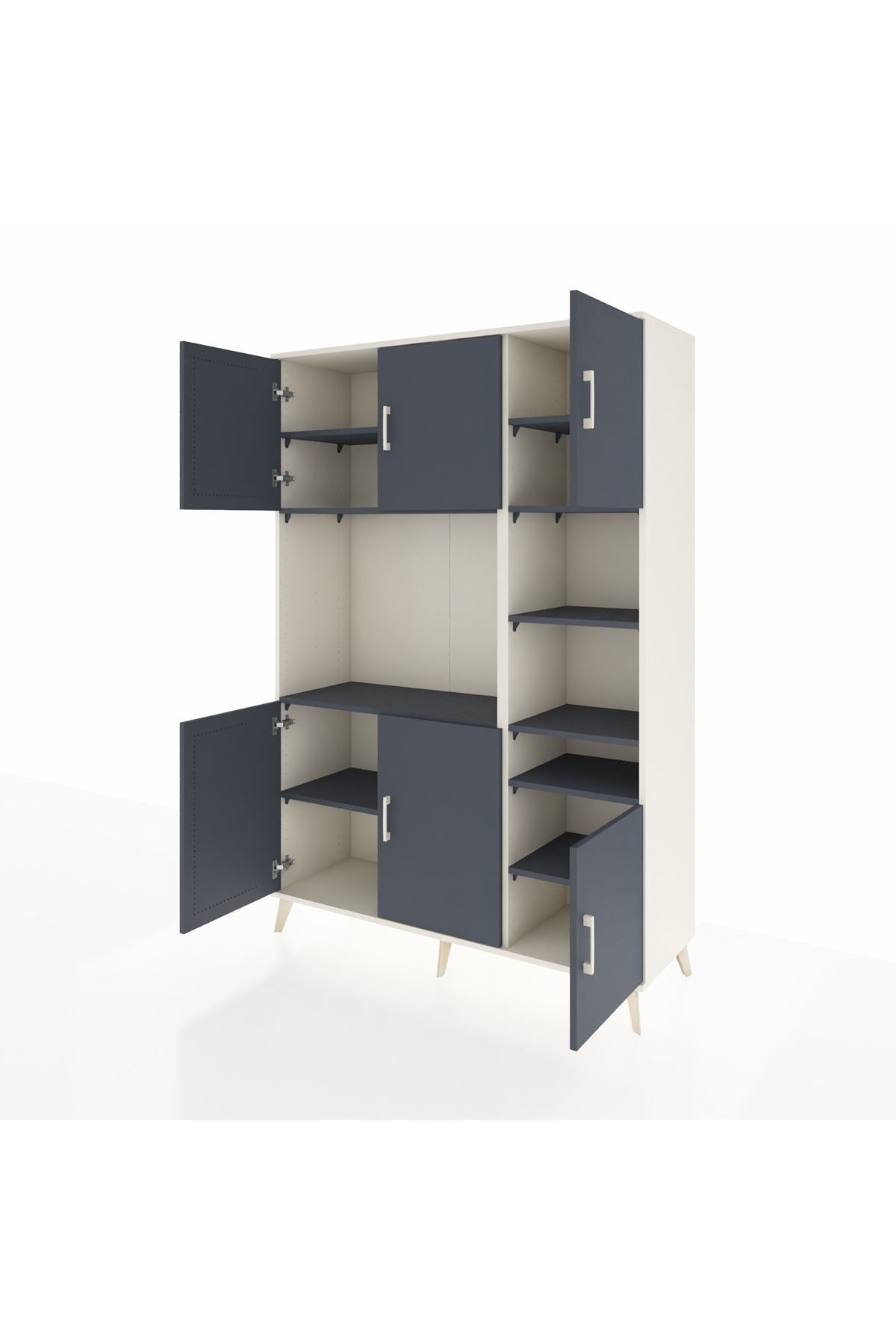 Hyperion Dolap 10 Raflı 6 Kapaklı 132x44x195 Aytaşı-Antrasit/Antrasit