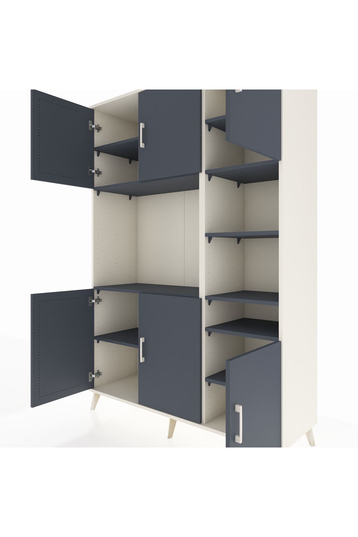 Hyperion Dolap 10 Raflı 6 Kapaklı 132x44x195 Aytaşı-Antrasit/Antrasit