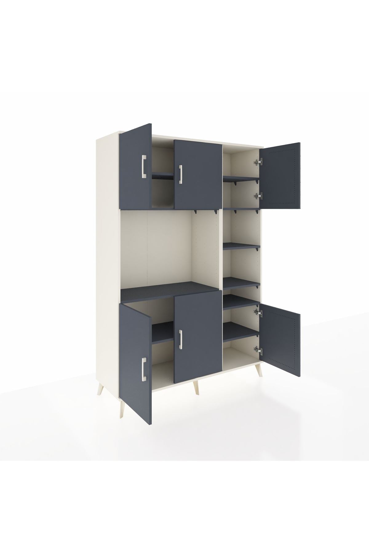 Hyperion Dolap 10 Raflı 6 Kapaklı 132x44x195 Aytaşı-Antrasit/Antrasit