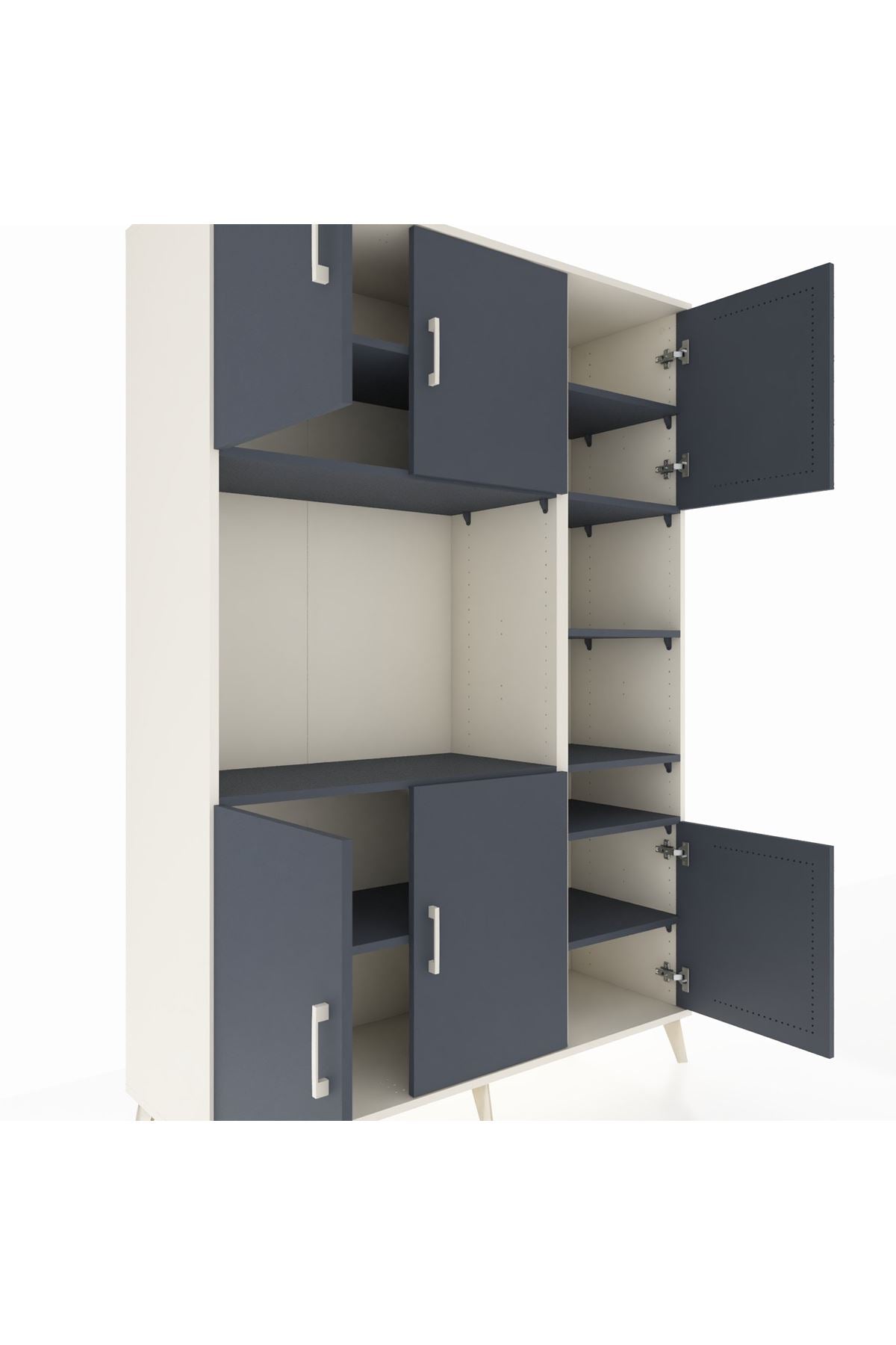 Hyperion Dolap 10 Raflı 6 Kapaklı 132x44x195 Aytaşı-Antrasit/Antrasit