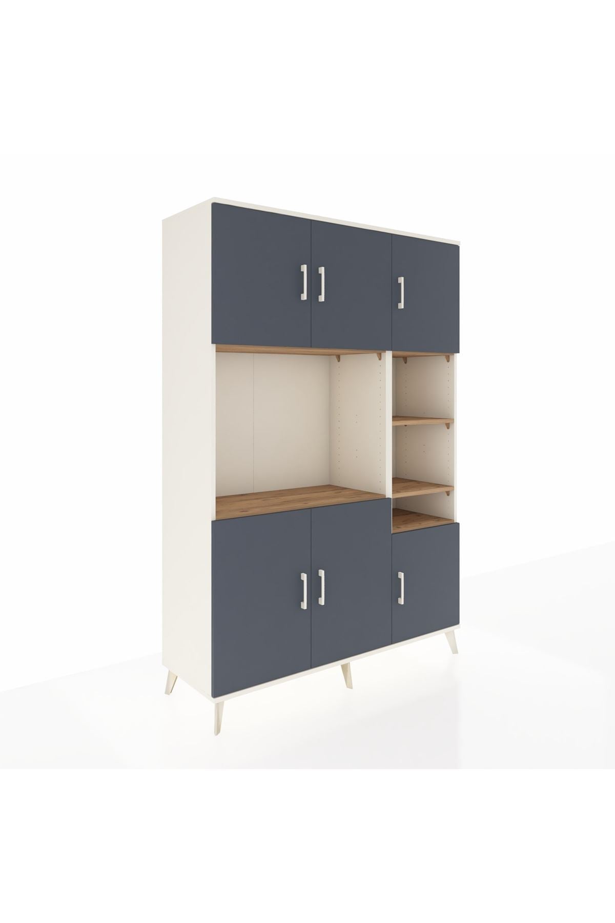 Hyperion Dolap 10 Raflı 6 Kapaklı 132x44x195 Aytaşı-Antrasit/Çam