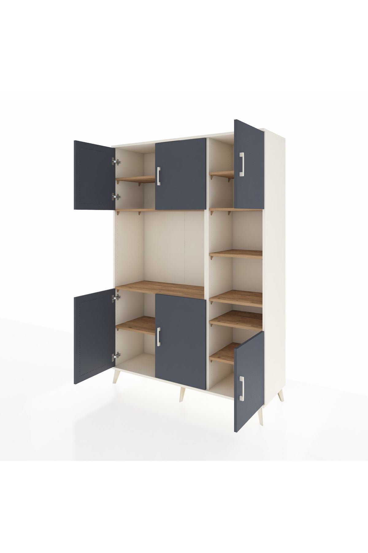 Hyperion Dolap 10 Raflı 6 Kapaklı 132x44x195 Aytaşı-Antrasit/Çam