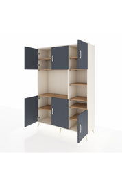 Hyperion Dolap 10 Raflı 6 Kapaklı 132x44x195 Aytaşı-Antrasit/Çam