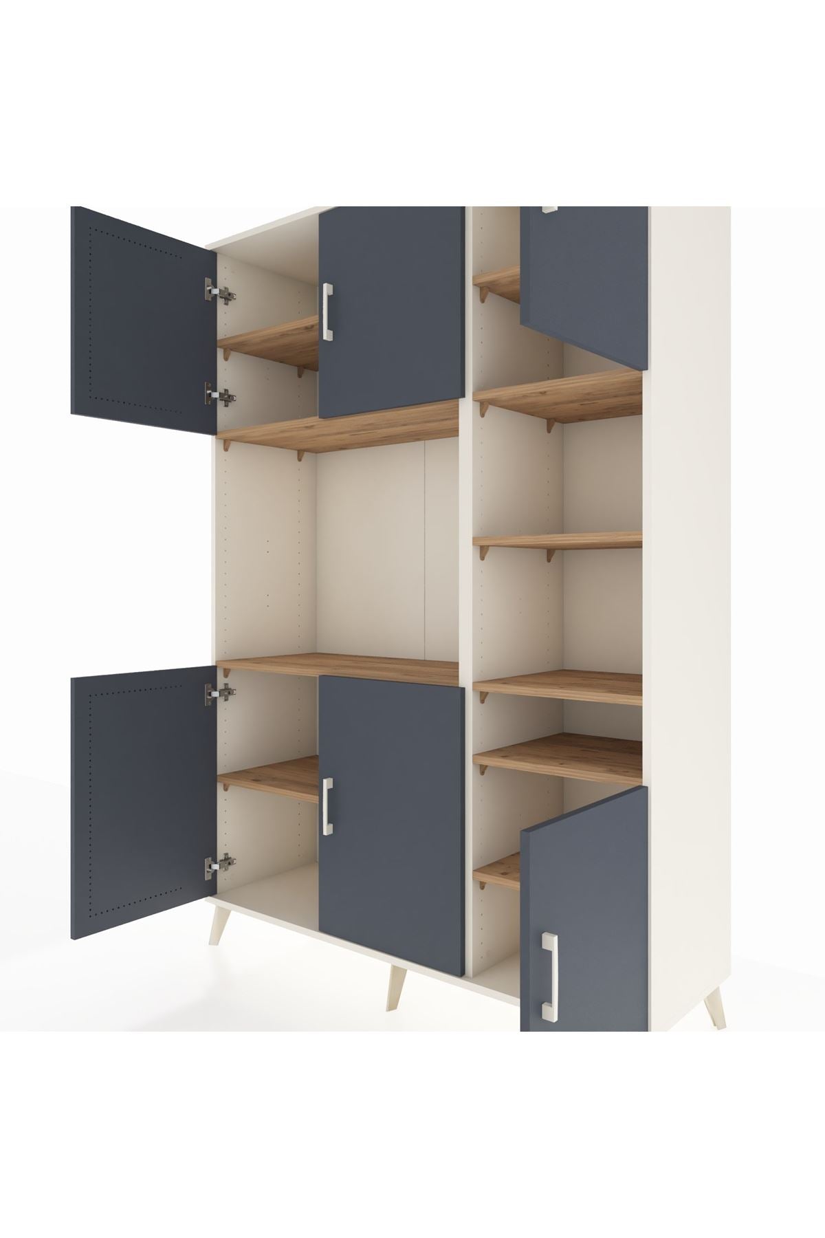 Hyperion Dolap 10 Raflı 6 Kapaklı 132x44x195 Aytaşı-Antrasit/Çam