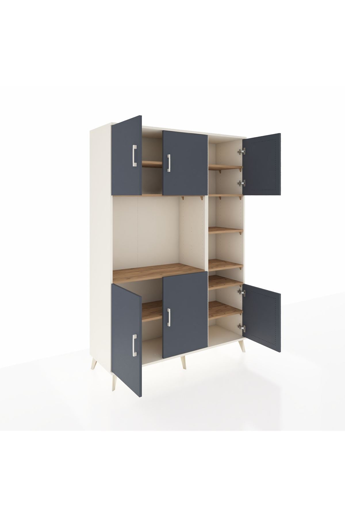 Hyperion Dolap 10 Raflı 6 Kapaklı 132x44x195 Aytaşı-Antrasit/Çam