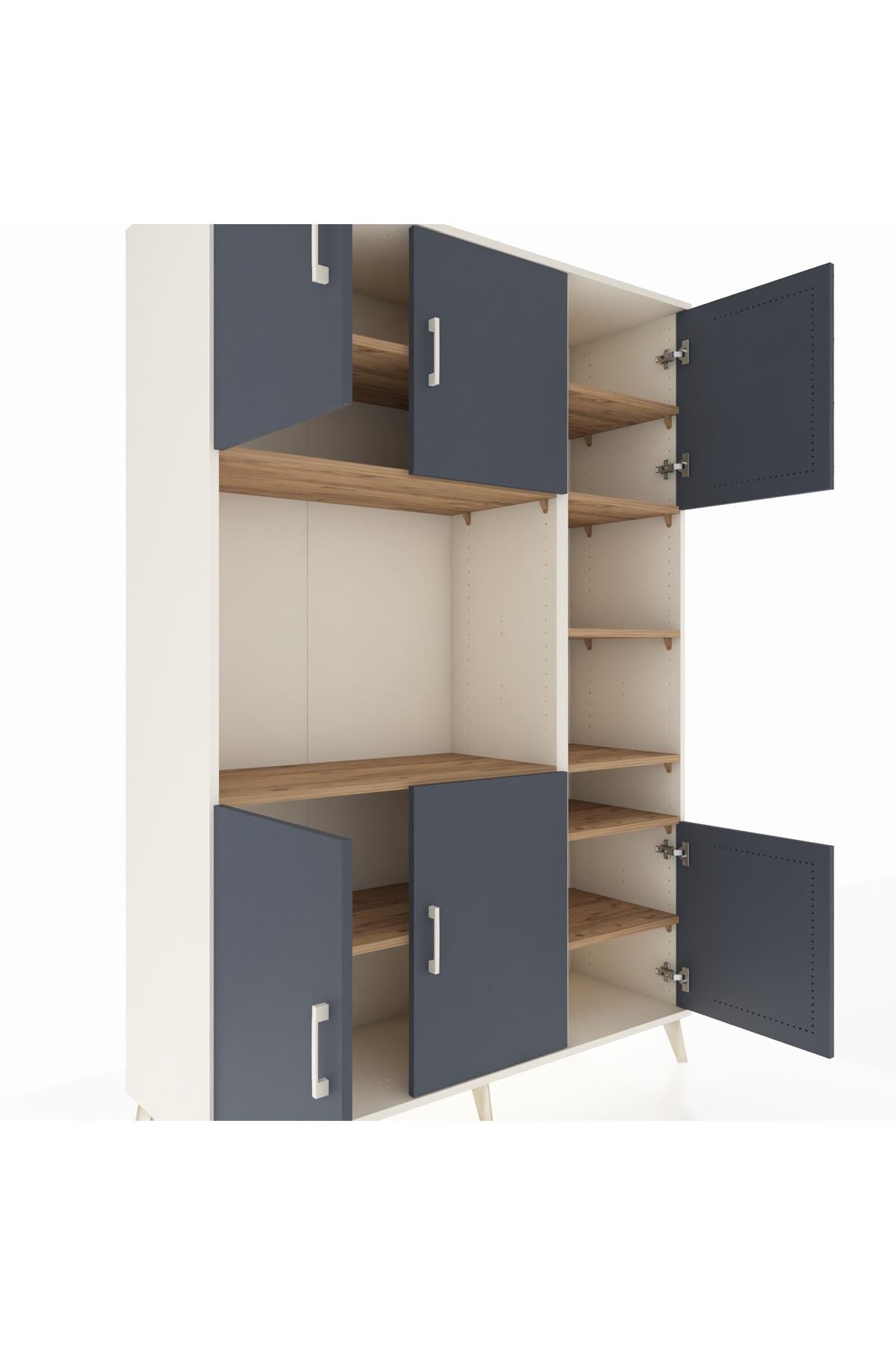 Hyperion Dolap 10 Raflı 6 Kapaklı 132x44x195 Aytaşı-Antrasit/Çam