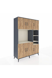 Hyperion Dolap 10 Raflı 6 Kapaklı 132x44x195 Antrasit-Çam/Aytaşı