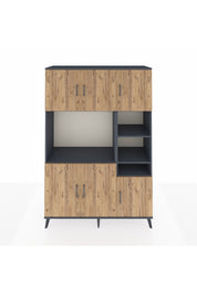 Hyperion Dolap 10 Raflı 6 Kapaklı 132x44x195 Antrasit-Çam/Antrasit