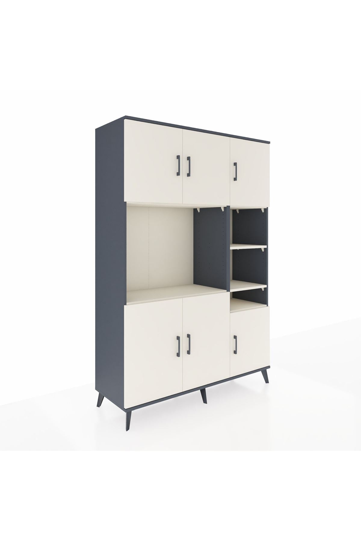 Hyperion Dolap 10 Raflı 6 Kapaklı 132x44x195 Antrasit-Aytaşı/Aytaşı