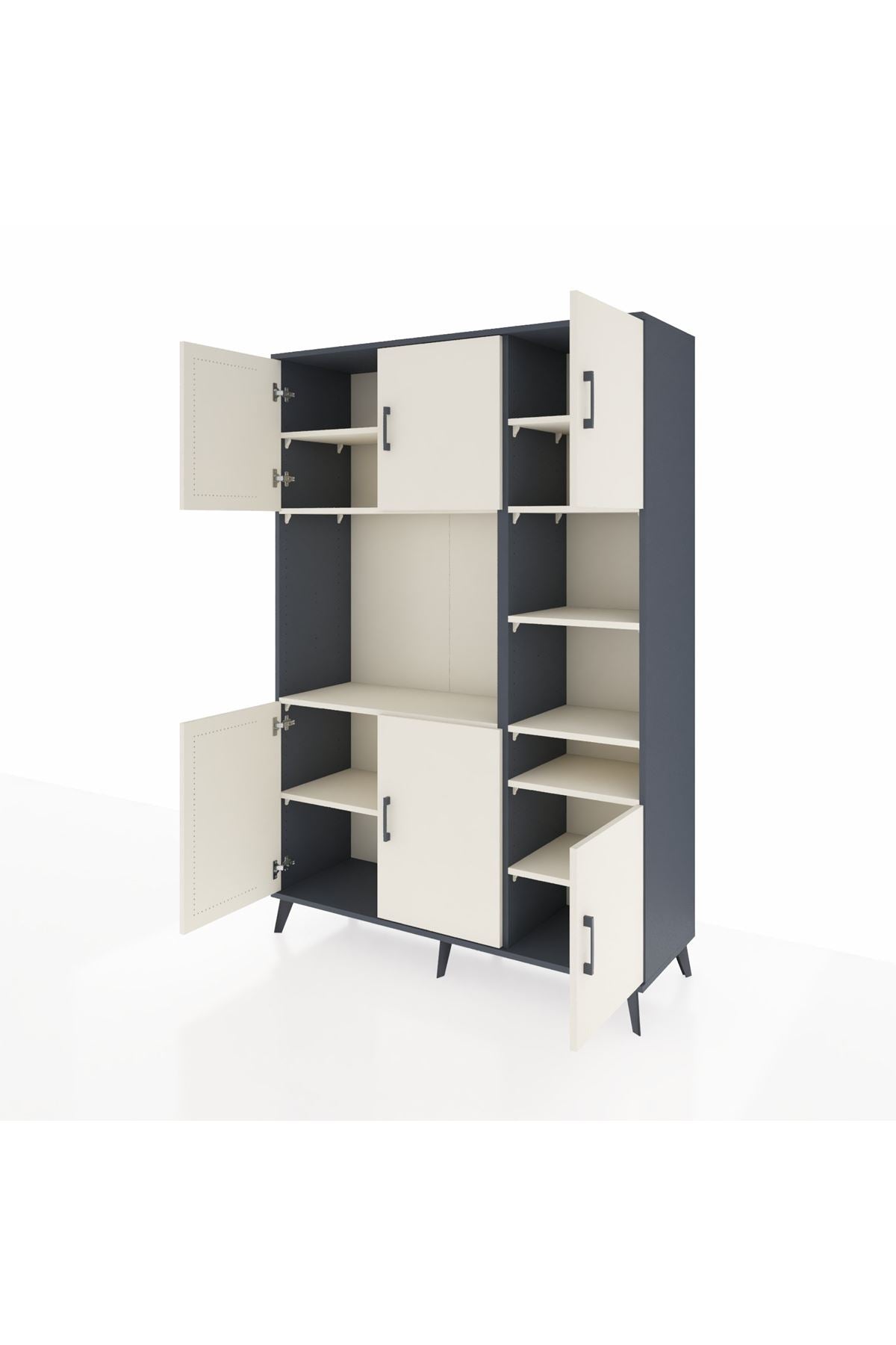 Hyperion Dolap 10 Raflı 6 Kapaklı 132x44x195 Antrasit-Aytaşı/Aytaşı