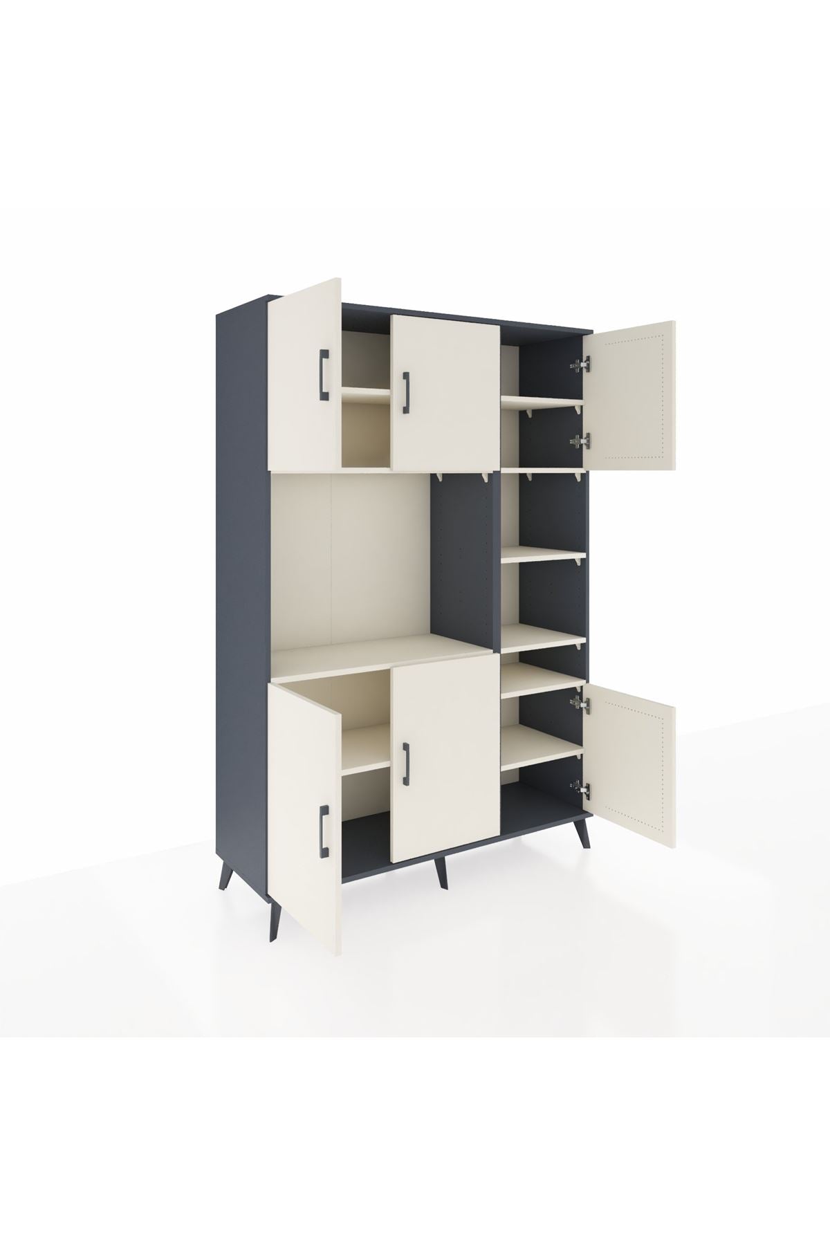 Hyperion Dolap 10 Raflı 6 Kapaklı 132x44x195 Antrasit-Aytaşı/Aytaşı