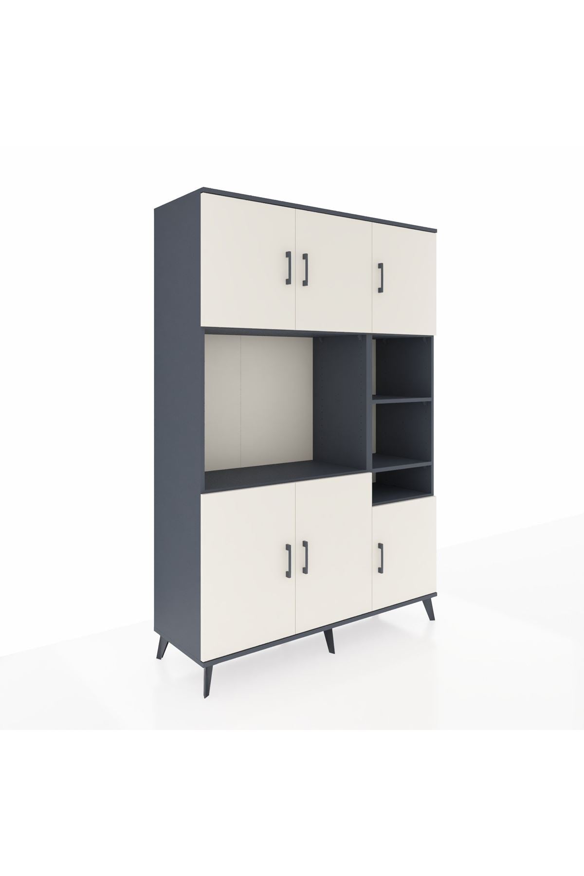 Hyperion Dolap 10 Raflı 6 Kapaklı 132x44x195 Antrasit-Aytaşı/Antrasit