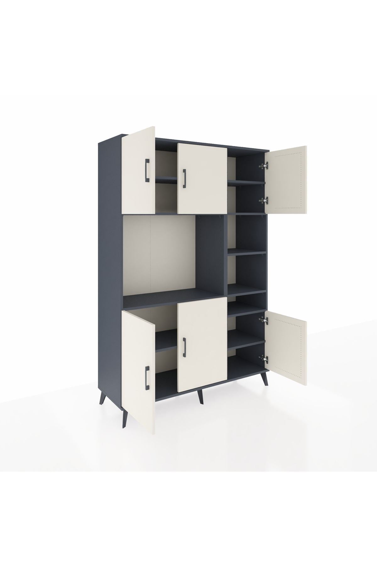 Hyperion Dolap 10 Raflı 6 Kapaklı 132x44x195 Antrasit-Aytaşı/Antrasit