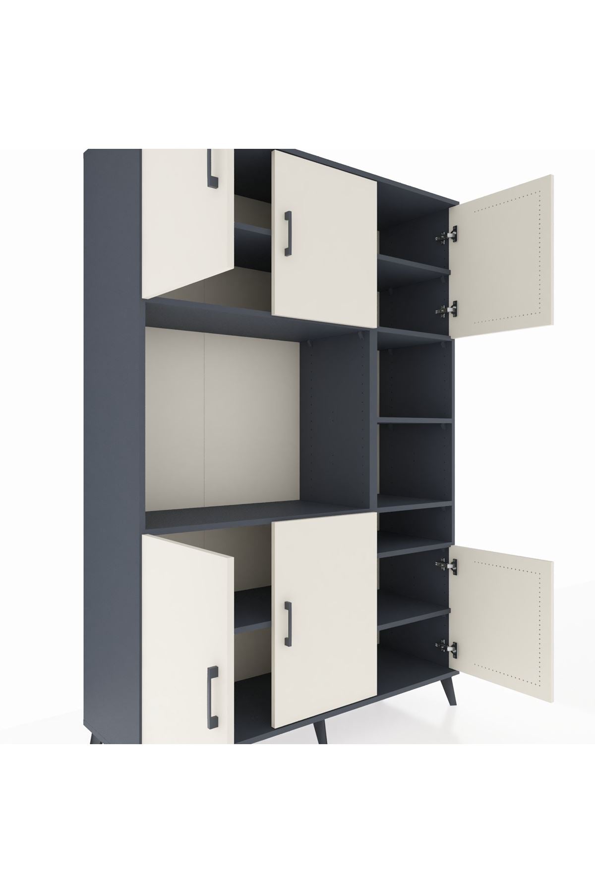 Hyperion Dolap 10 Raflı 6 Kapaklı 132x44x195 Antrasit-Aytaşı/Antrasit