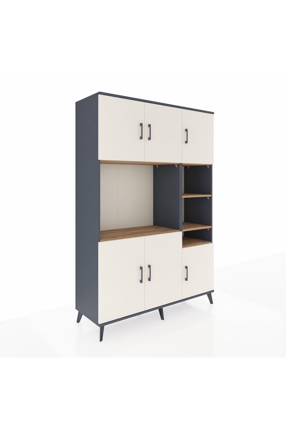 Hyperion Dolap 10 Raflı 6 Kapaklı 132x44x195 Antrasit-Aytaşı/Çam