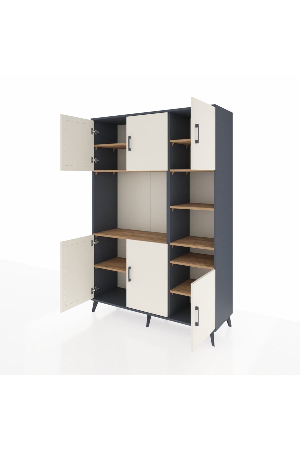 Hyperion Dolap 10 Raflı 6 Kapaklı 132x44x195 Antrasit-Aytaşı/Çam