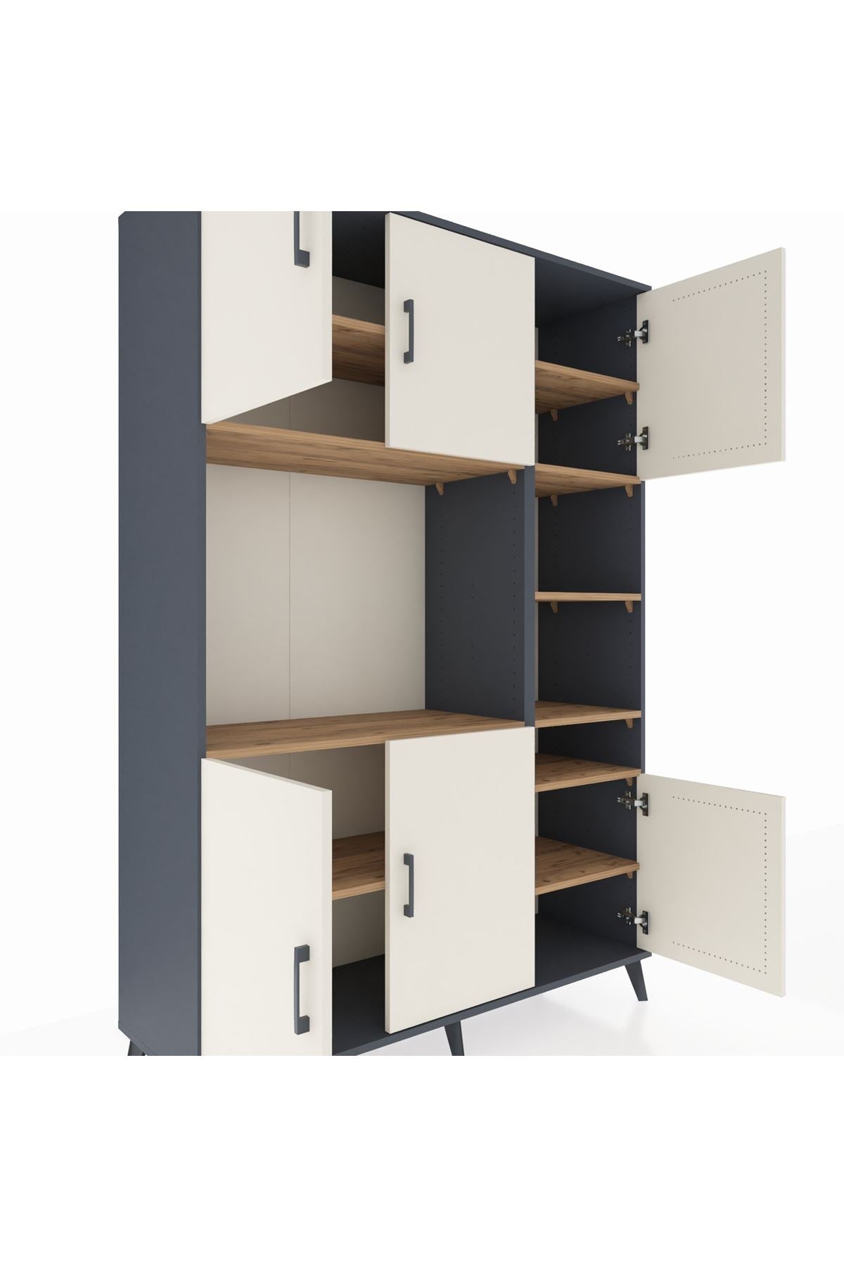 Hyperion Dolap 10 Raflı 6 Kapaklı 132x44x195 Antrasit-Aytaşı/Çam