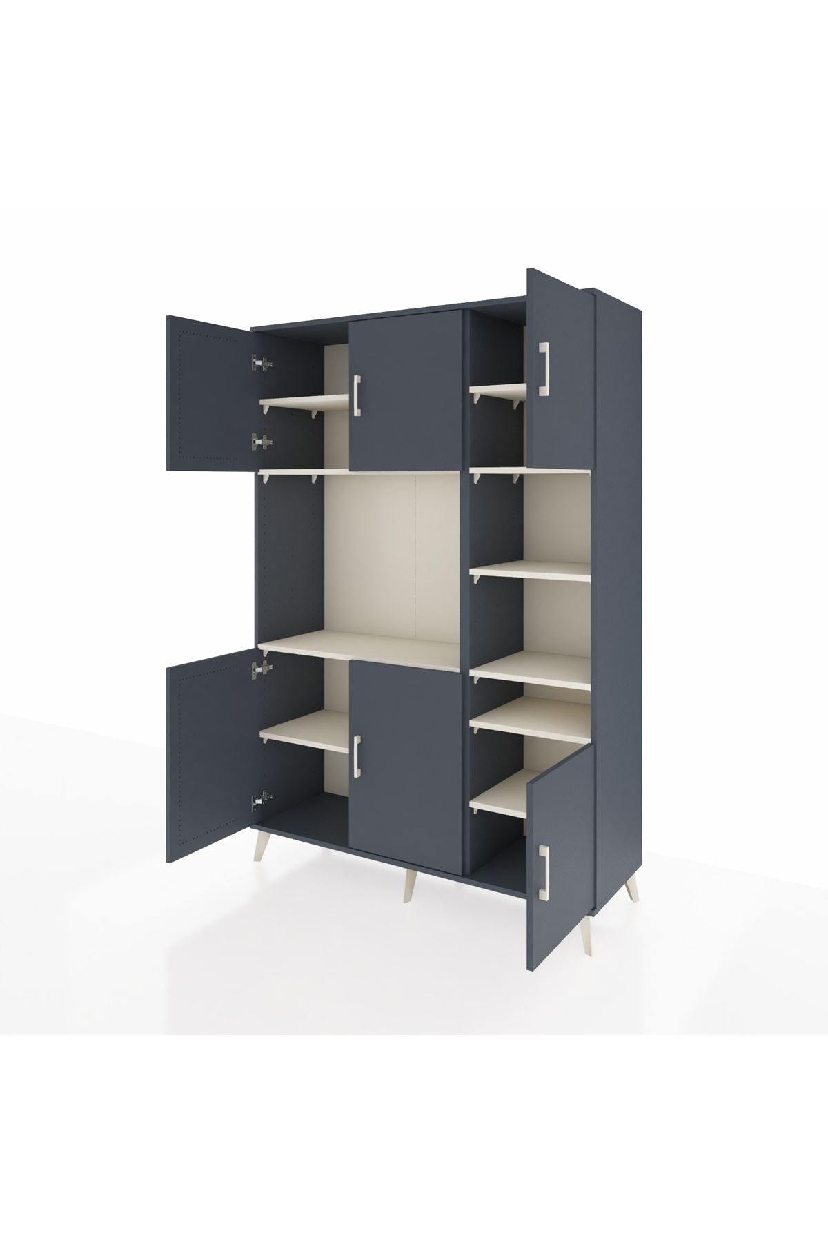 Hyperion Dolap 10 Raflı 6 Kapaklı 132x44x195 Antrasit-Antrasit/Aytaşı