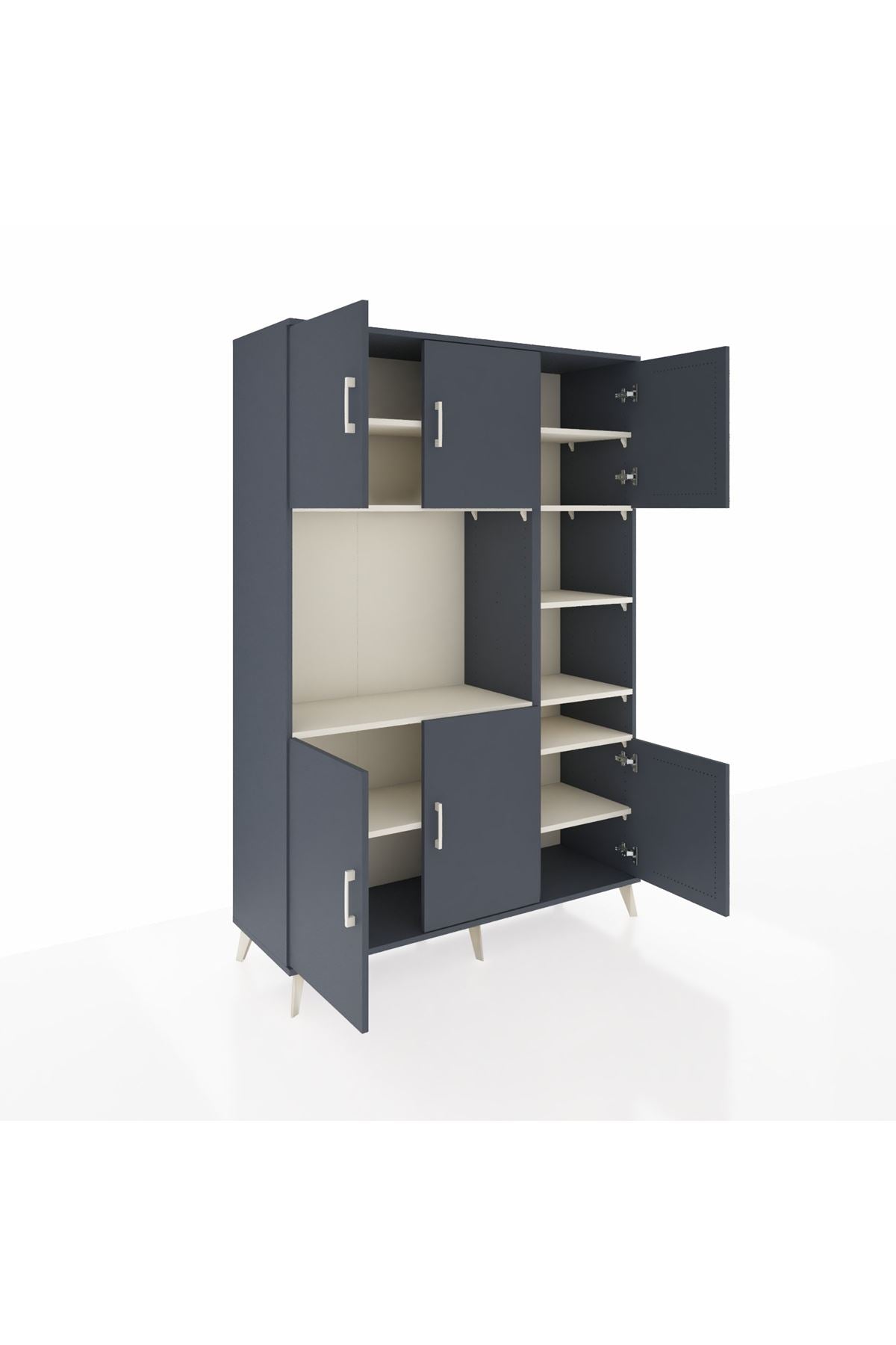 Hyperion Dolap 10 Raflı 6 Kapaklı 132x44x195 Antrasit-Antrasit/Aytaşı