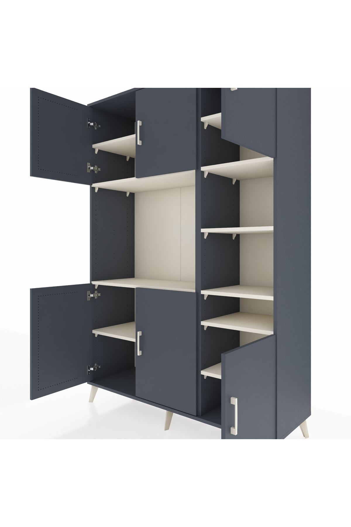 Hyperion Dolap 10 Raflı 6 Kapaklı 132x44x195 Antrasit-Antrasit/Aytaşı