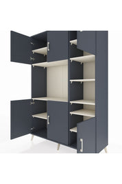 Hyperion Dolap 10 Raflı 6 Kapaklı 132x44x195 Antrasit-Antrasit/Aytaşı