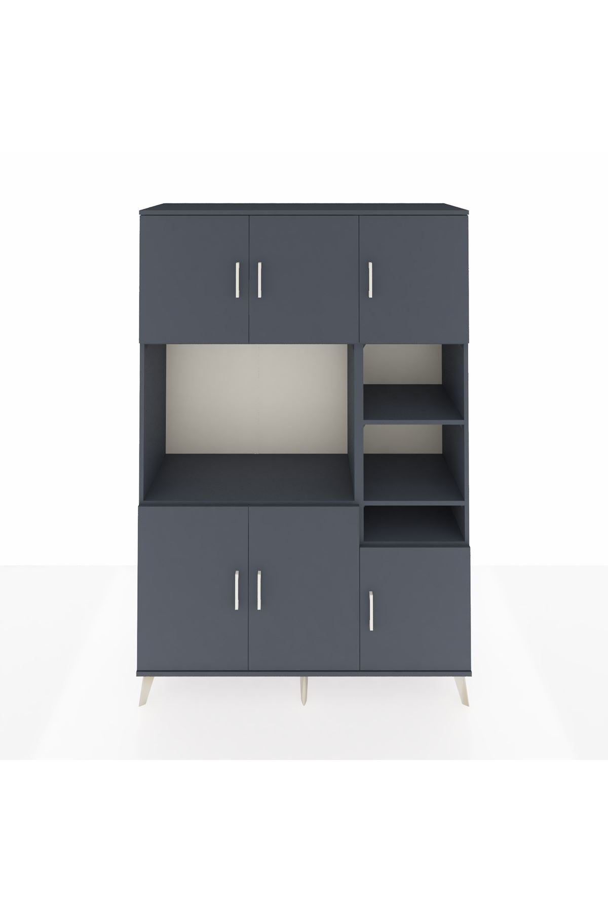 Hyperion Dolap 10 Raflı 6 Kapaklı 132x44x195 Antrasit-Antrasit/Antrasit