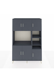 Hyperion Dolap 10 Raflı 6 Kapaklı 132x44x195 Antrasit-Antrasit/Antrasit