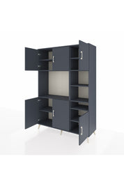 Hyperion Dolap 10 Raflı 6 Kapaklı 132x44x195 Antrasit-Antrasit/Antrasit