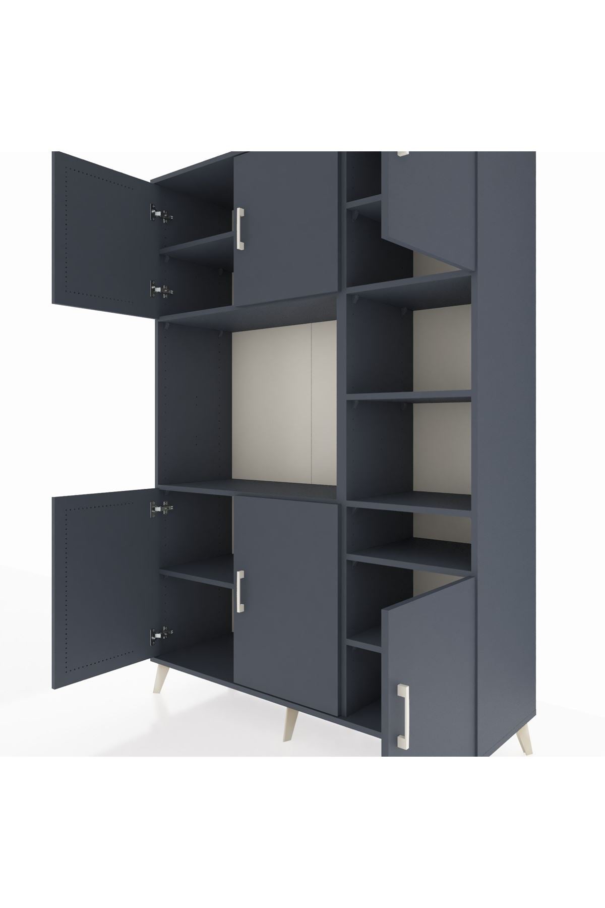 Hyperion Dolap 10 Raflı 6 Kapaklı 132x44x195 Antrasit-Antrasit/Antrasit