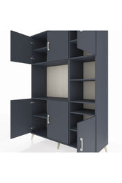 Hyperion Dolap 10 Raflı 6 Kapaklı 132x44x195 Antrasit-Antrasit/Antrasit