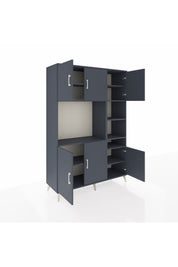 Hyperion Dolap 10 Raflı 6 Kapaklı 132x44x195 Antrasit-Antrasit/Antrasit