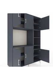 Hyperion Dolap 10 Raflı 6 Kapaklı 132x44x195 Antrasit-Antrasit/Antrasit