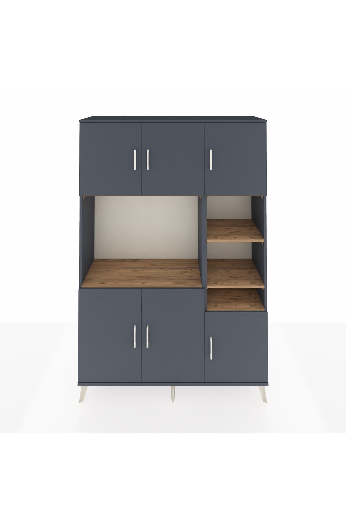 Hyperion Dolap 10 Raflı 6 Kapaklı 132x44x195 Antrasit-Antrasit/Çam