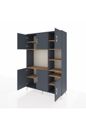 Hyperion Dolap 10 Raflı 6 Kapaklı 132x44x195 Antrasit-Antrasit/Çam