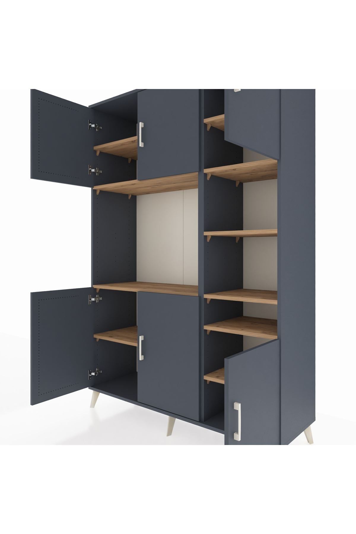 Hyperion Dolap 10 Raflı 6 Kapaklı 132x44x195 Antrasit-Antrasit/Çam