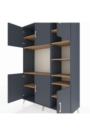 Hyperion Dolap 10 Raflı 6 Kapaklı 132x44x195 Antrasit-Antrasit/Çam