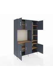 Hyperion Dolap 10 Raflı 6 Kapaklı 132x44x195 Antrasit-Antrasit/Çam