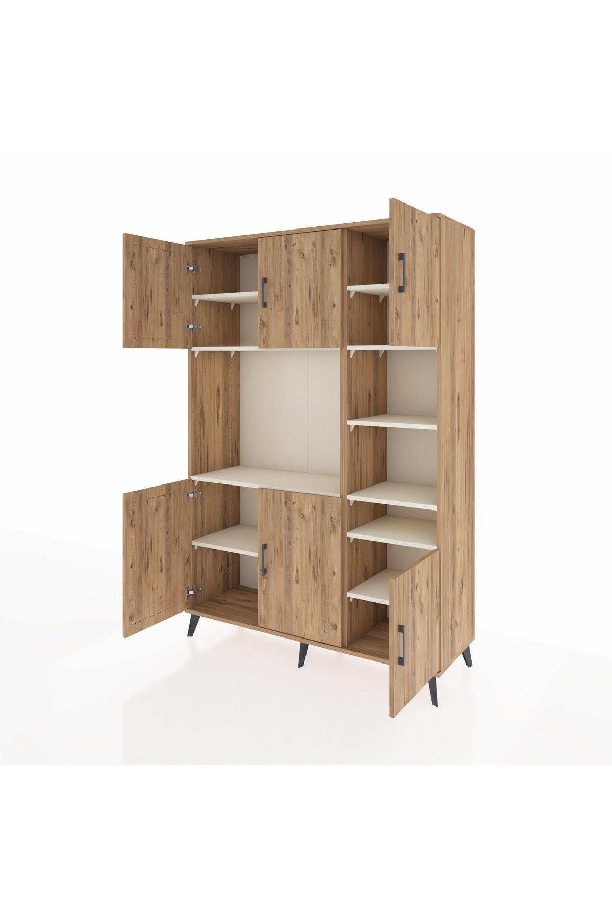 Hyperion Dolap 10 Raflı 6 Kapaklı 132x44x195 Çam-Çam/Aytaşı