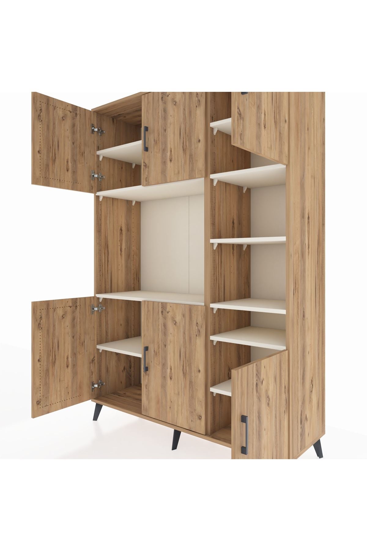 Hyperion Dolap 10 Raflı 6 Kapaklı 132x44x195 Çam-Çam/Aytaşı