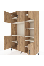 Hyperion Dolap 10 Raflı 6 Kapaklı 132x44x195 Çam-Çam/Aytaşı