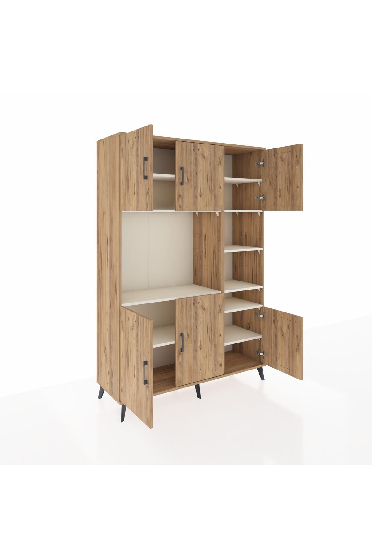 Hyperion Dolap 10 Raflı 6 Kapaklı 132x44x195 Çam-Çam/Aytaşı