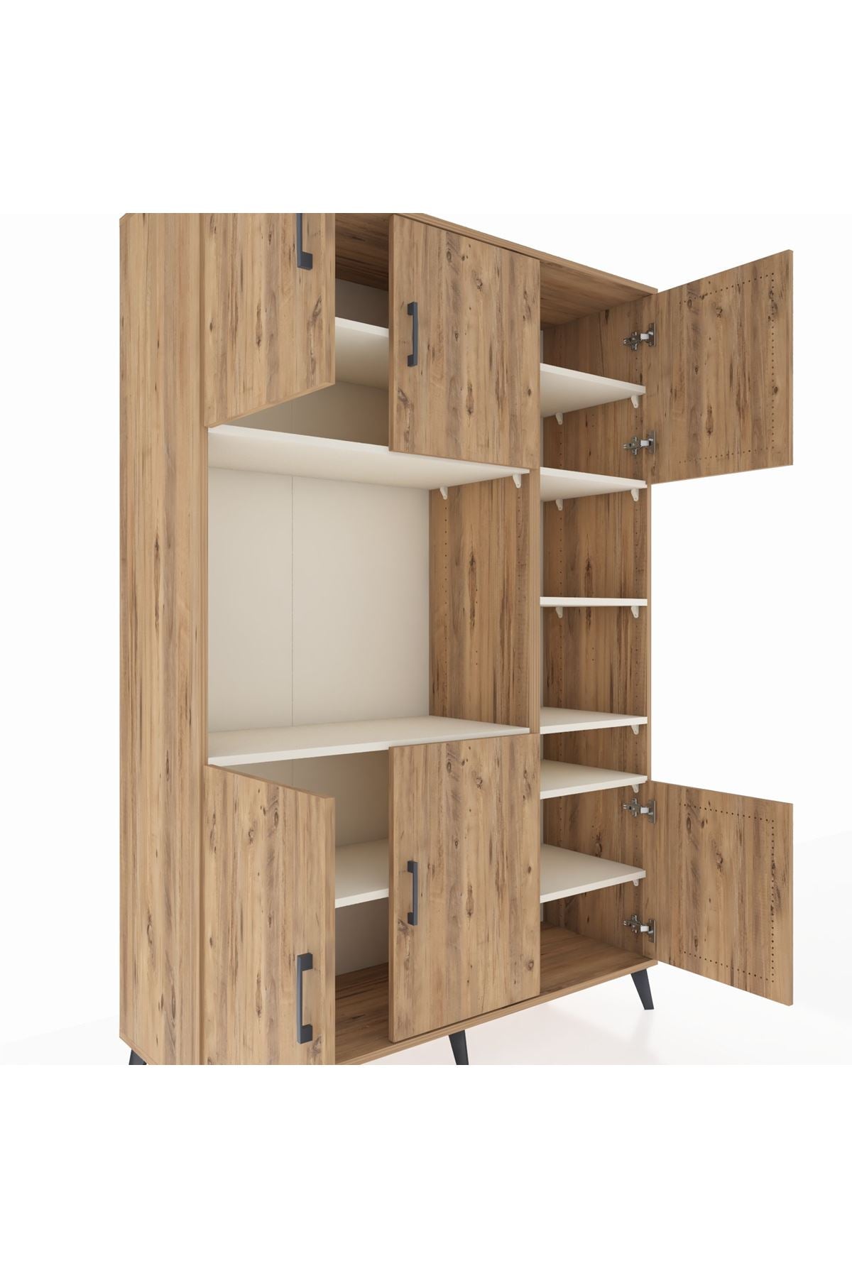 Hyperion Dolap 10 Raflı 6 Kapaklı 132x44x195 Çam-Çam/Aytaşı