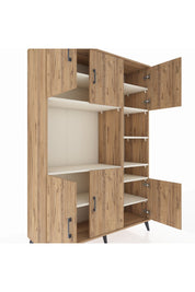 Hyperion Dolap 10 Raflı 6 Kapaklı 132x44x195 Çam-Çam/Aytaşı